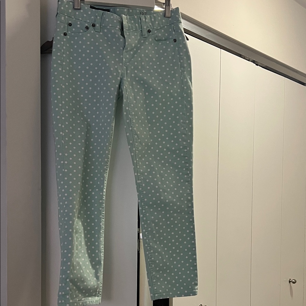 Jcrew Cropped Matchstick Mint Polka Dot Women's Jeans